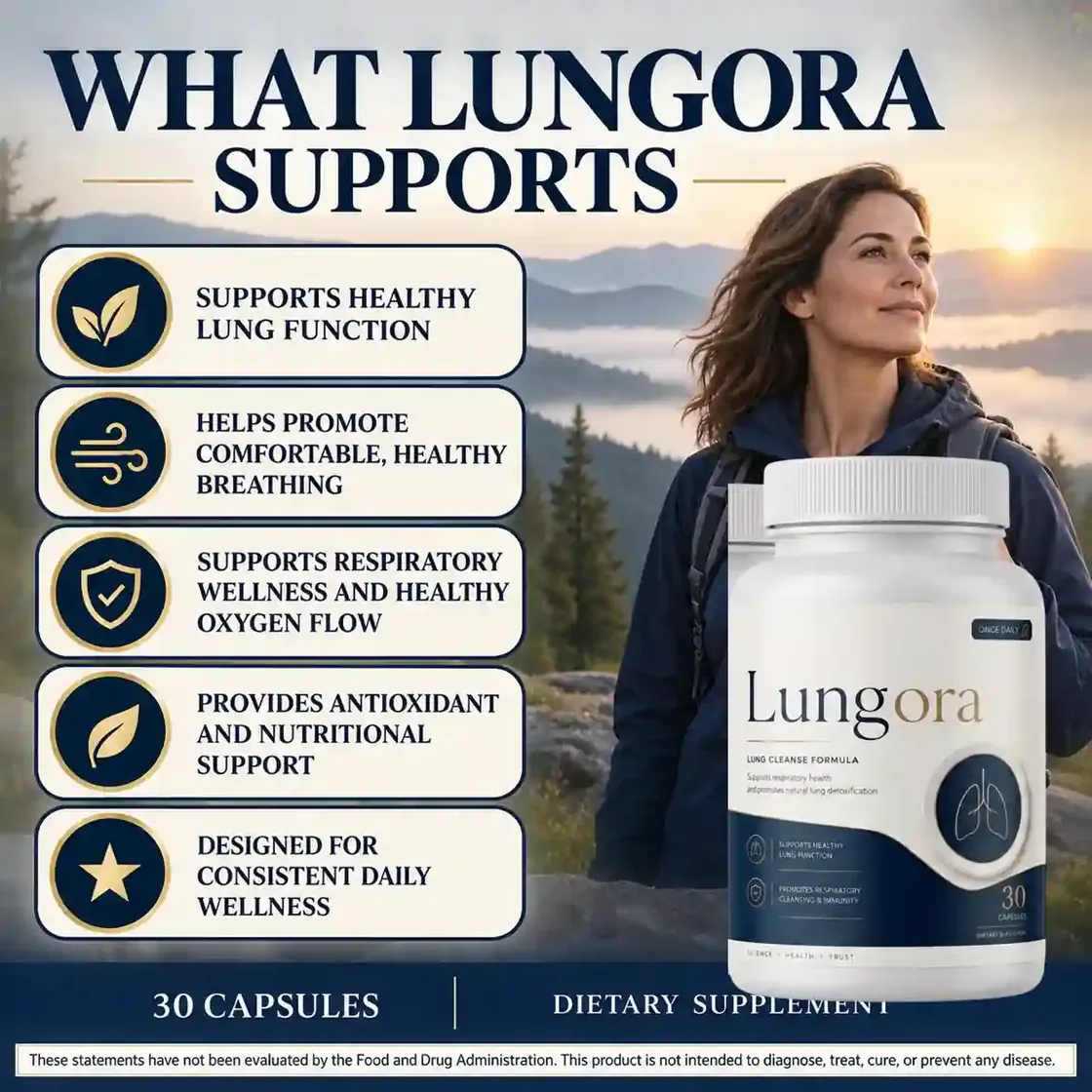 Lungora seller artwork listing the support statements made for the product