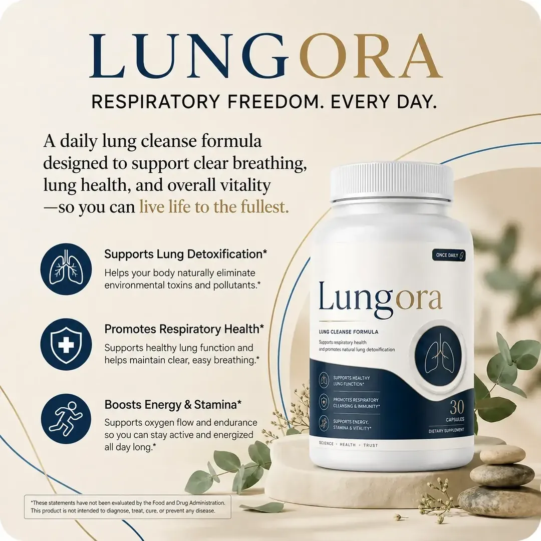 Lungora seller artwork listing lung detox, respiratory support and energy benefits